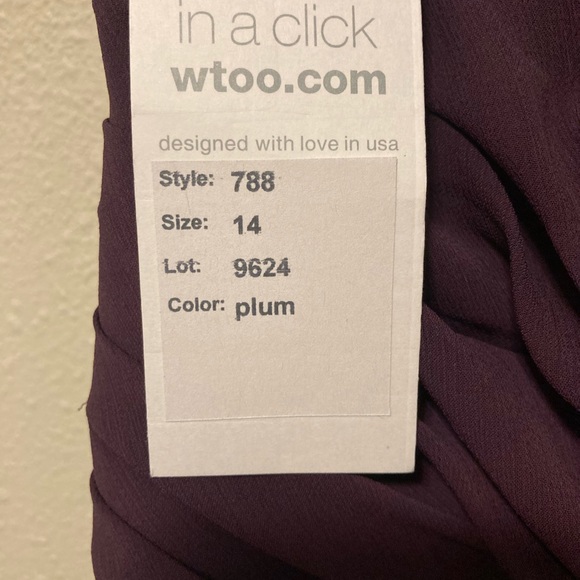3 Plum Wtoo Bridesmaid Dresses Size 0, 4 & 14 - Picture 2 of 10